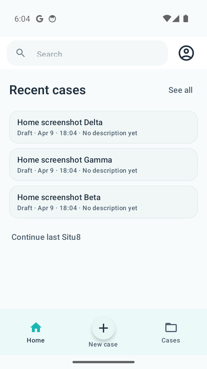 Situ8 on Android: case list