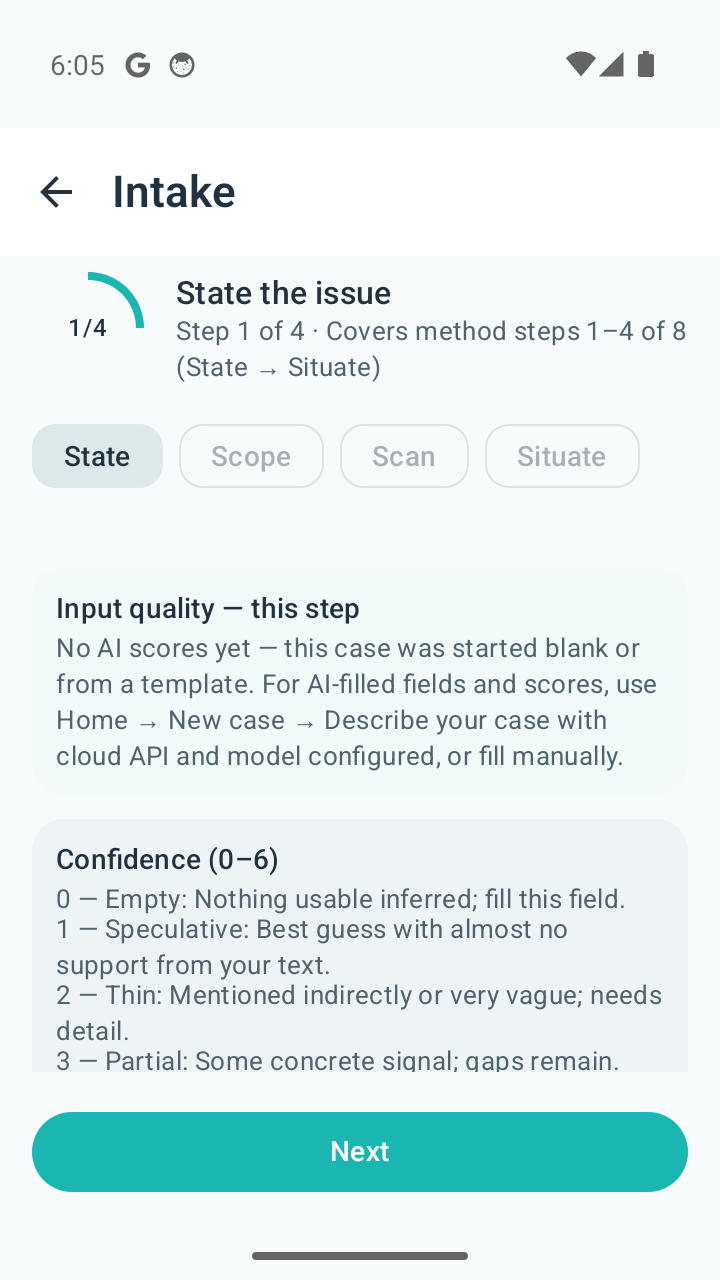 Situ8 on Android: guided intake